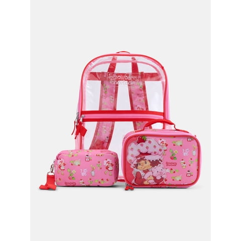 Strawberry Shortcake Kids’ Clear Backpack Set with Lunch Bag and Pencil Pouch, 3 Piece