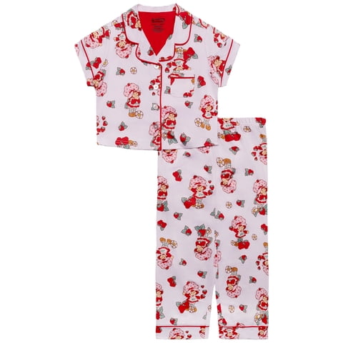 Strawberry Shortcake Girls Button Front Top and Pants Pajama Set, 2-Piece, Sizes 4-12