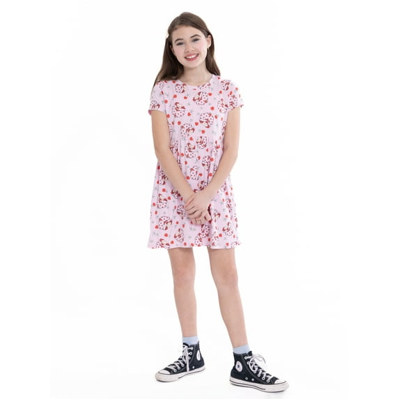 Strawberry Shortcake Girls Dress with Short Sleeves, Sizes XS-L