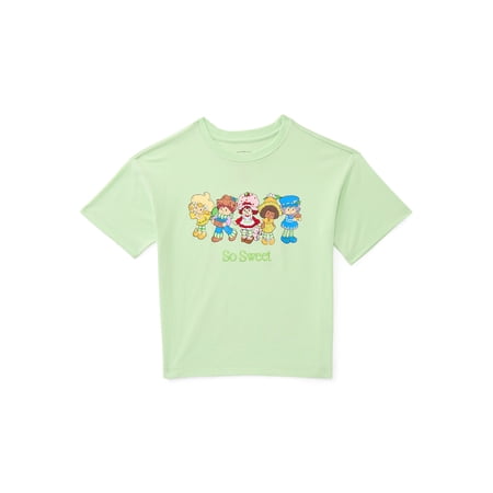Winnie the Pooh Strawberry Shortcake Girls Embroidered Graphic Tee with Short Sleeves, Sizes 4-16