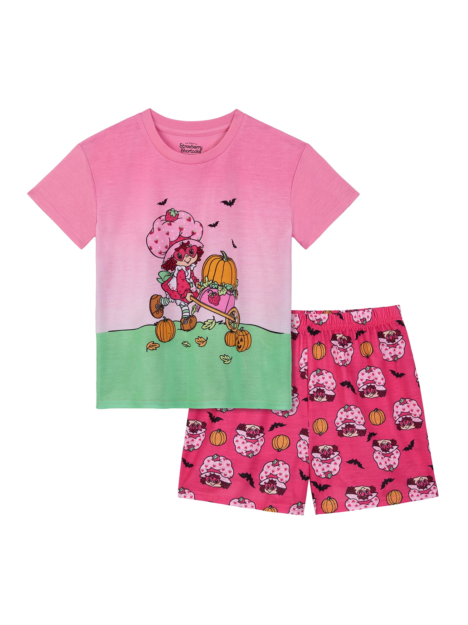 Strawberry Shortcake Girls Halloween Short Sleeve Sleep Top and Shorts Pajama Set, 2-Piece, Sizes 4-12