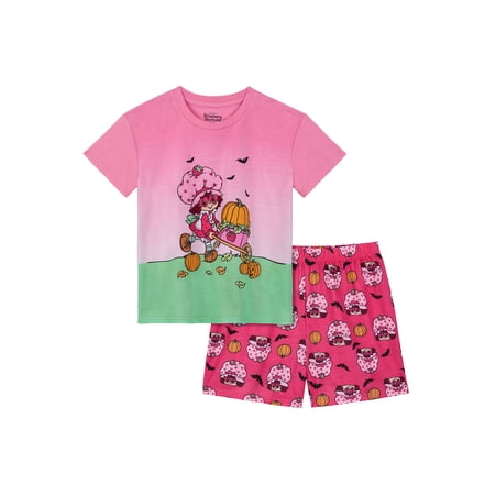Strawberry Shortcake Girls Halloween Short Sleeve Sleep Top and Shorts Pajama Set, 2-Piece, Sizes 4-12