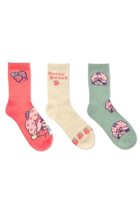Girls Mid-Crew Socks, 3-Pack, Sizes S/M-M/L