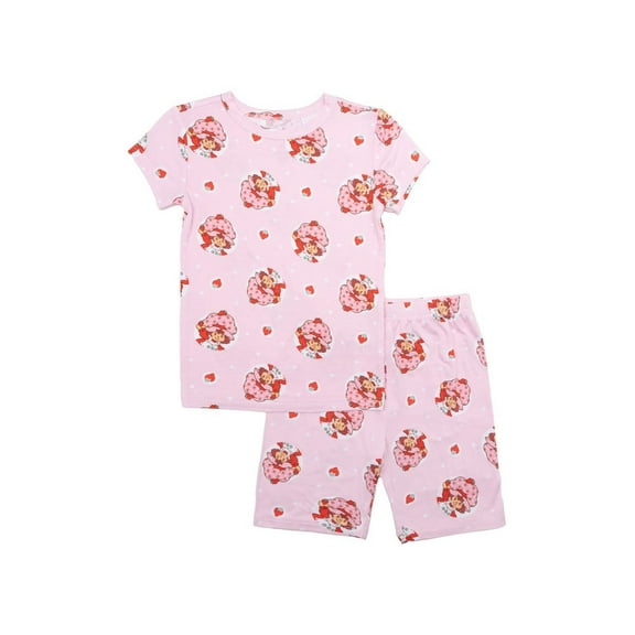 Strawberry Shortcake Girls Pajama Set Crewneck Top & Shorts Soft Viscose Blend Sizes 2T10