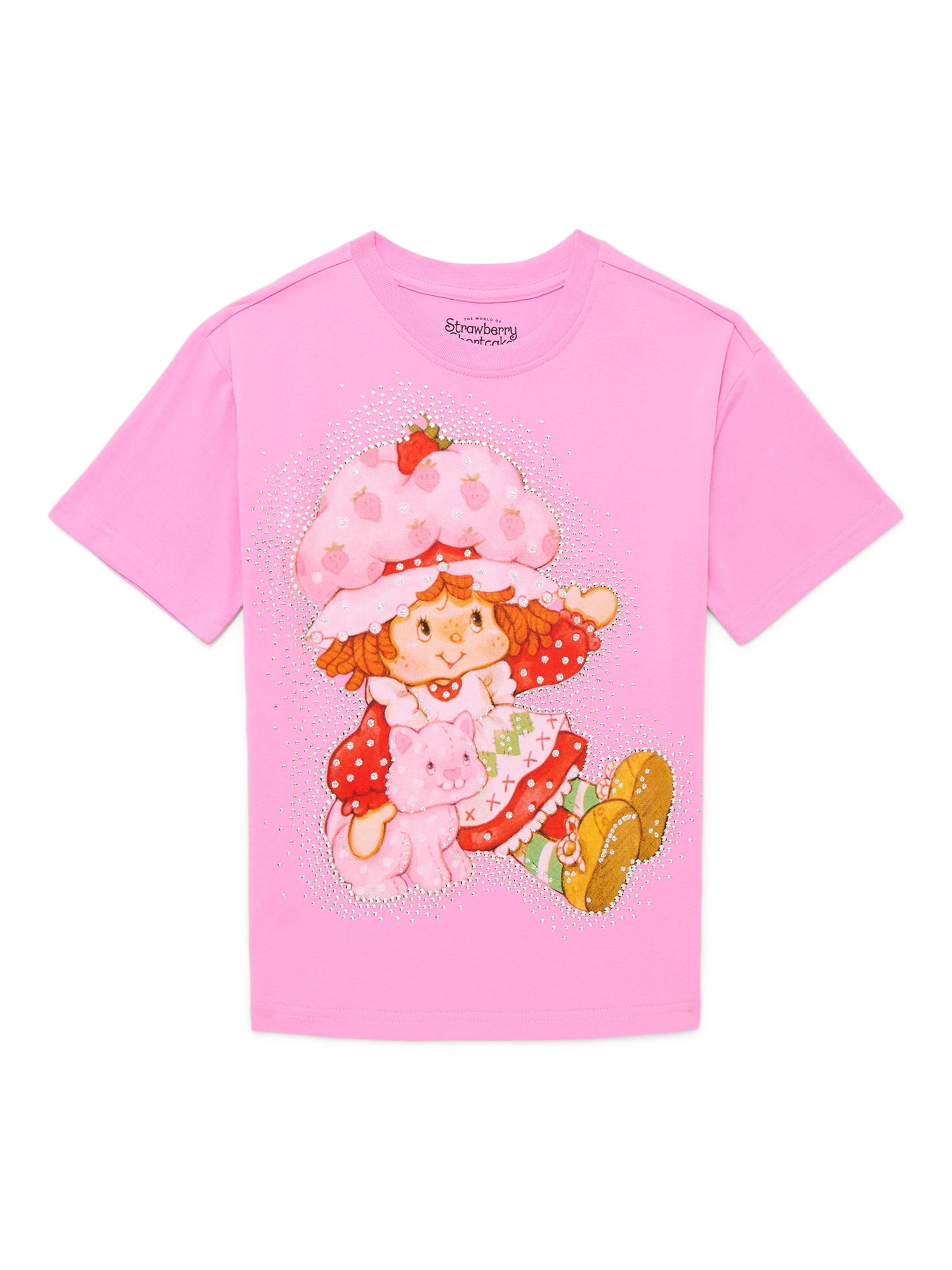 Strawberry Shortcake Girls Rhinestone Graphic T-Shirt, Sizes 4-16