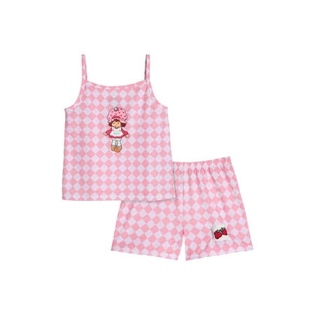 Hello Kitty Strawberry Shortcake Girls Tank Sleep Top and Shorts Pajama Set, 2-Piece, Sizes 4-12