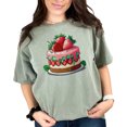 thumbnail image 1 of Strawberry Shortcake Graphic Tee, Cute Dessert T-Shirt, Fun Cake Lover Shirt, Trendy Foodie Apparel, Unique Gift for Bakers, Moss Comfort Colors T-Shirt, Medium, 1 of 1