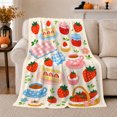 thumbnail image 1 of Strawberry Shortcake Jam Illustrations, Playful Food Art Scene, Warm Flannel Blanket for Kitchen and Dining Room with Detailed Artwork, Food Lovers Birthday Gift, Playful Home Decor, 1 of 9