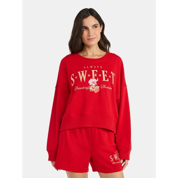 Strawberry Shortcake Women’s Cropped Boxy Graphic Sweatshirt, Sizes XXS-XXL