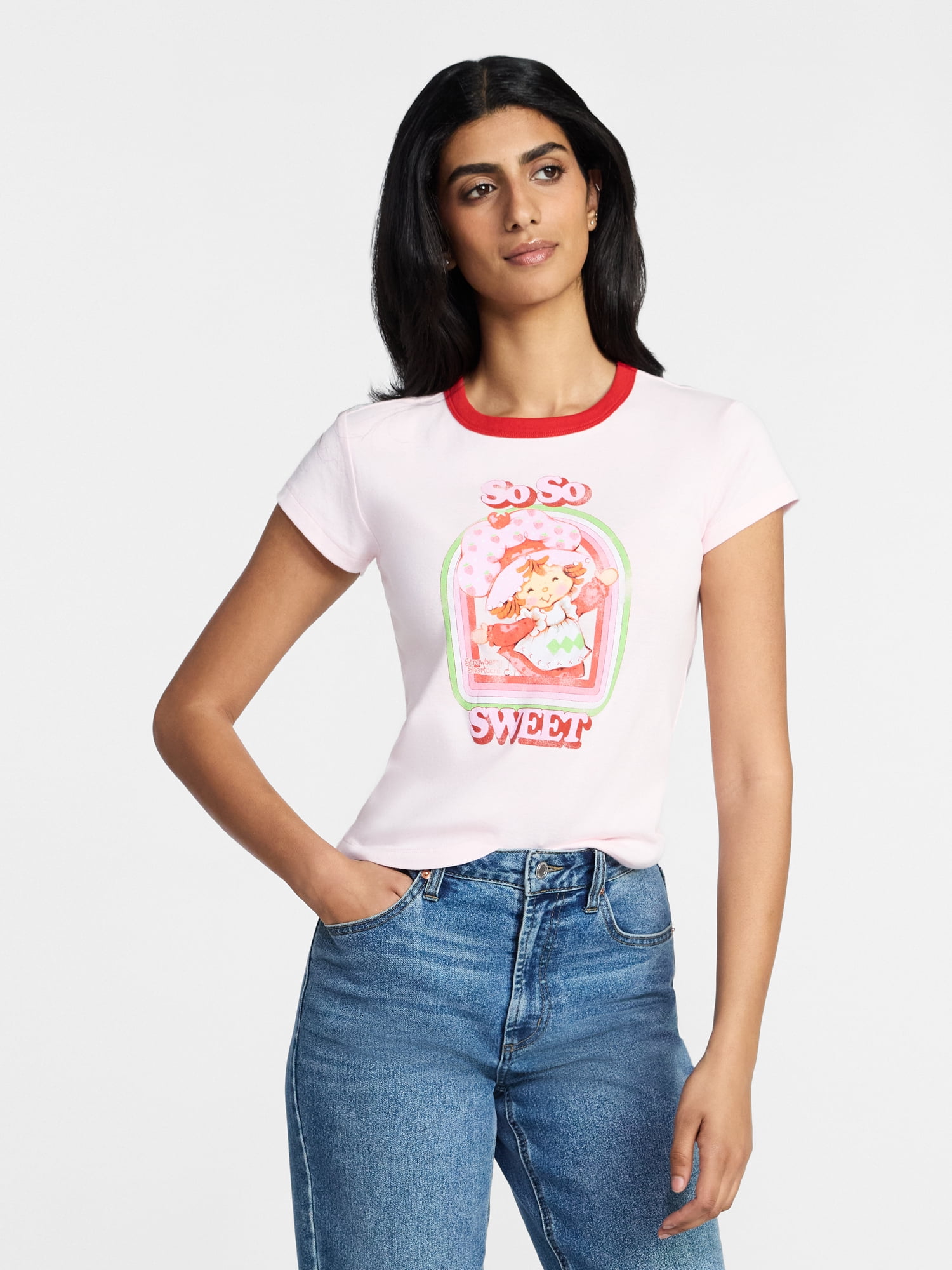 Strawberry Shortcake Women's So So Sweet Graphic Ringer Tee, Sizes XXS-XXL