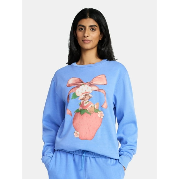 Strawberry Shortcake Women's Satin Bow Graphic Crewneck Sweatshirt, Sizes XXS-XXL