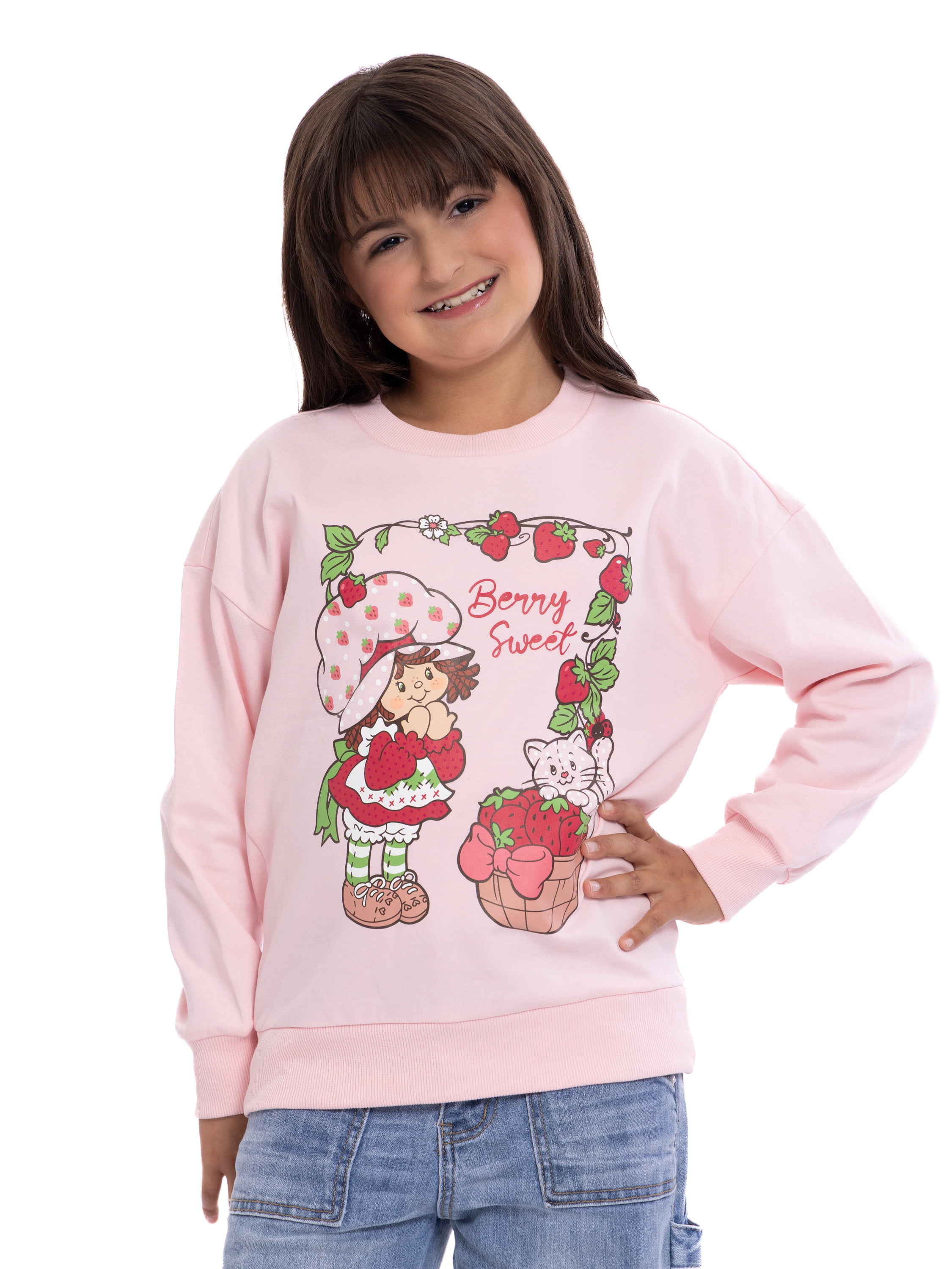 Strawberry Shortcake Kids Graphic Fleece Crewneck Sweatshirt, Sizes 4-18