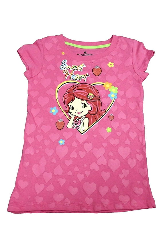Strawberry Shortcake Little Girls' Toddler Short Sleeve Shirt Pink Tee Shirt 2T