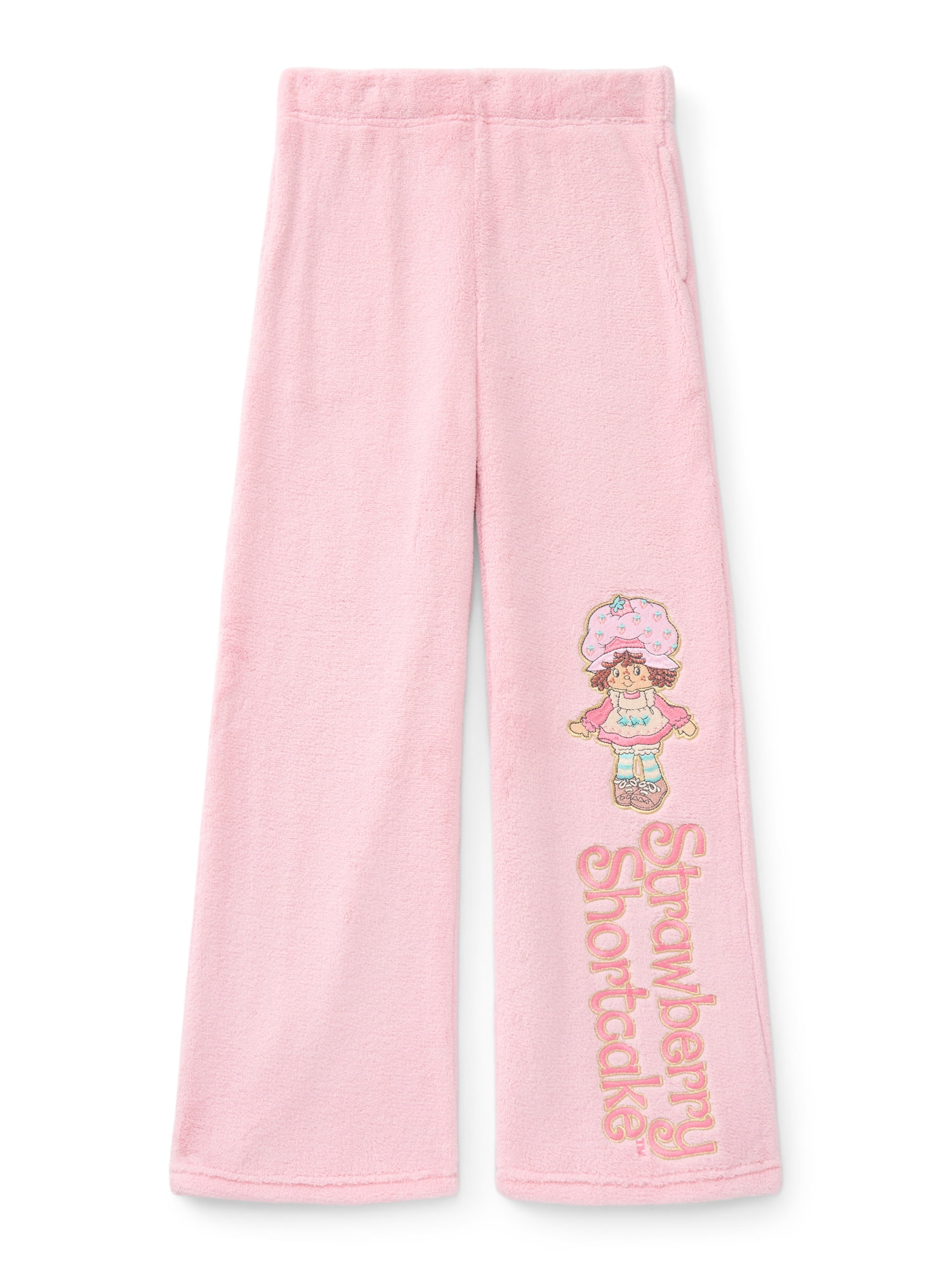 Strawberry Shortcake Girls Plush Sweatpants with Embroidery, Sizes 4-16