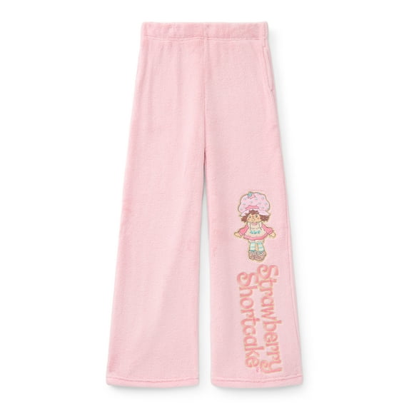Strawberry Shortcake Girls Plush Sweatpants with Embroidery, Sizes 4-16