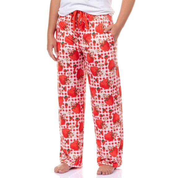 Strawberry Shortcake Pajama Pants Women's Gingham Print Lounge Sleep Bottoms