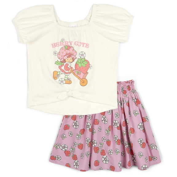 Strawberry Shortcake Square Neck T-Shirt and Skirt Outfit Set Toddler to Big Kid