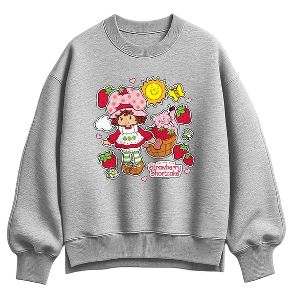 Strawberry Shortcake - Stickers - Women's Oversized Fleece Crew Sweatshirt
