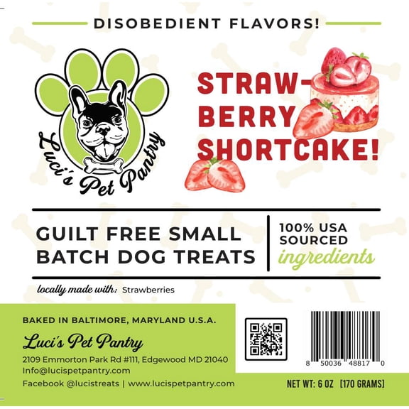 Strawberry Shortcake "Strawberry Biscuits" Homemade Dog & Puppy Treats! Gift Box with 4 - 6 oz. Treat Bags