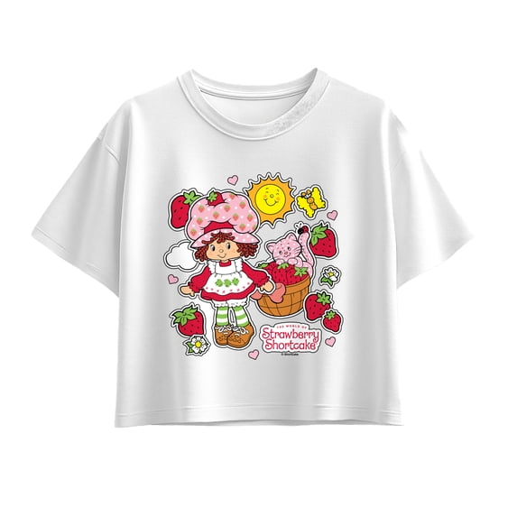 Strawberry Shortcake - Strawberry Stickers Short Sleeve Boxy Graphic T-Shirt