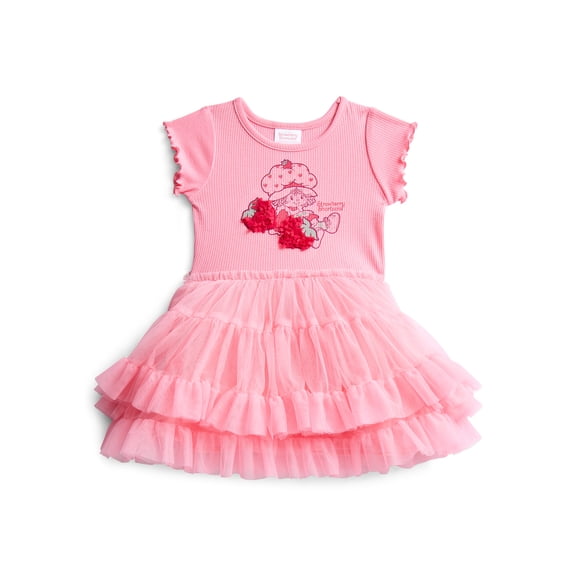 Strawberry Shortcake Toddler Girls Graphic Tutu Dress with Short Sleeves, Sizes 12M-5T