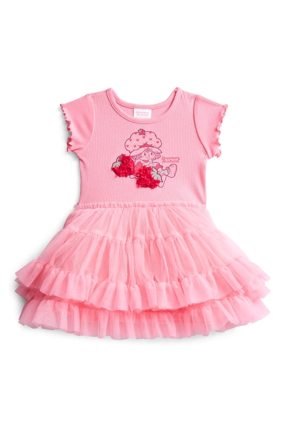 Strawberry Shortcake Toddler Girls Graphic Tutu Dress with Short Sleeves, Sizes 12M-5T