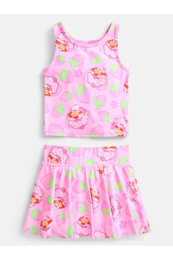 Strawberry Shortcake Toddler Girls Active All Over Print Tank with Matching Skirt, Sizes 12M-5T