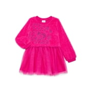 Strawberry Shortcake Toddler Girls Eyelash Knit Tutu Dress with Long Sleeves, Sizes 12M-5T