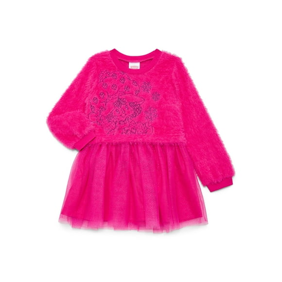 Strawberry Shortcake Toddler Girls Eyelash Knit Tutu Dress with Long Sleeves, Sizes 12M-5T