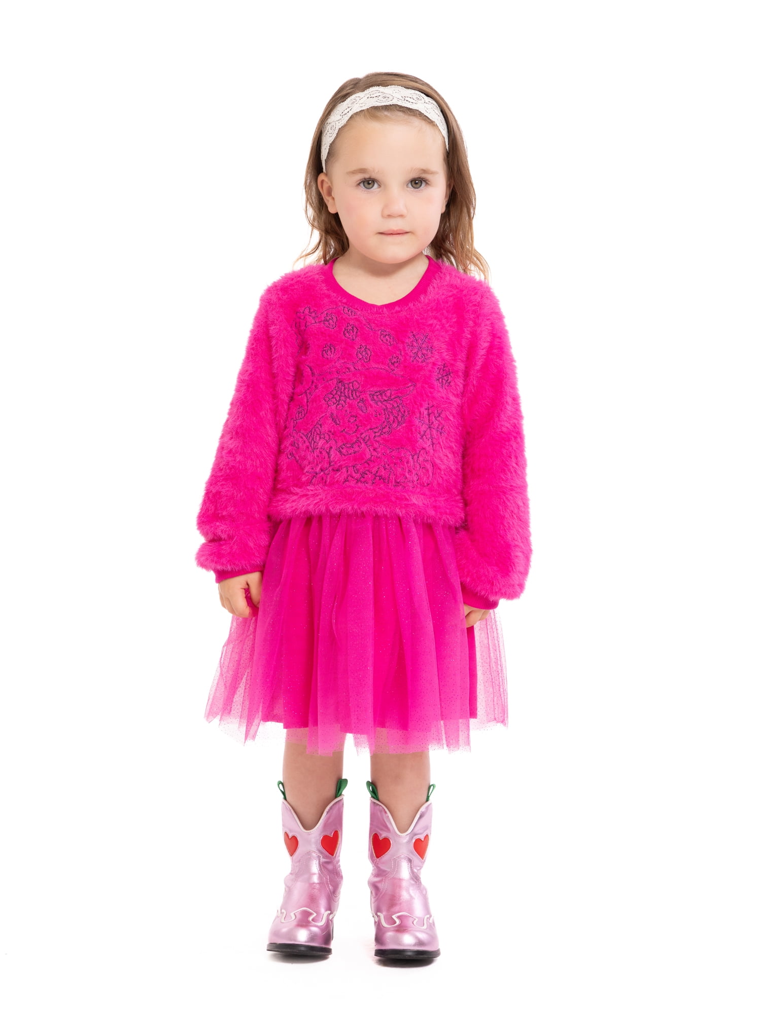 Strawberry Shortcake Toddler Girls Long Sleeve Eyelash Knit Tutu Dress Sizes 12M 5T