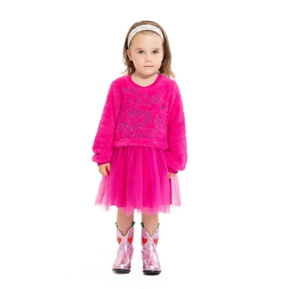 Strawberry Shortcake Toddler Girls Eyelash Knit Tutu Dress with Long Sleeves, Sizes 12M-5T