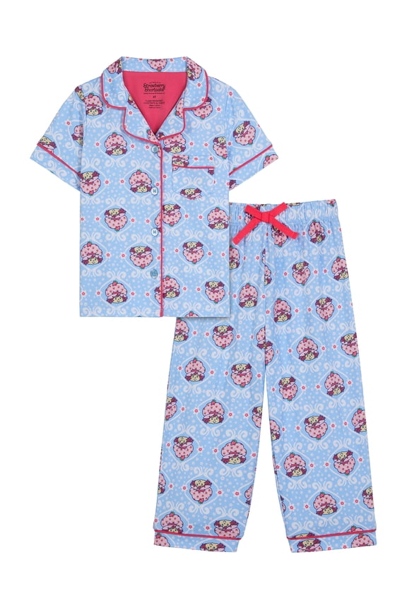 Strawberry Shortcake Toddler Girls Short Sleeve Button Front Top and Sleep Pants, 2-Piece, Sizes 12M-5T