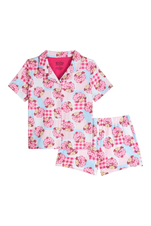 Toddler Girls Short Sleeve Button Front Top and Sleep Shorts, 2-Piece, Sizes 2T-5T