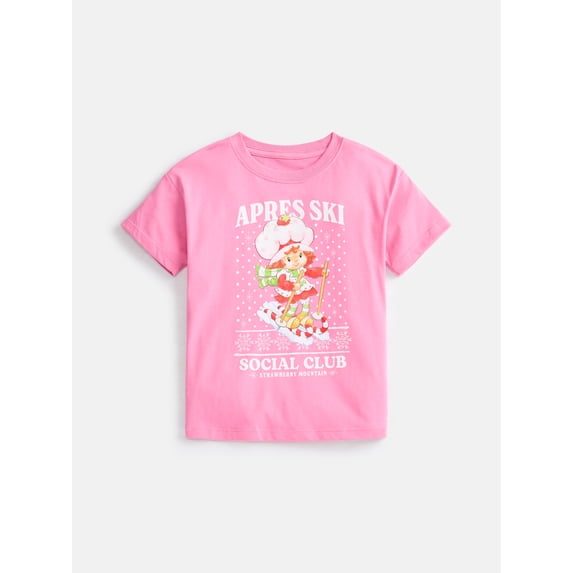 Strawberry Shortcake Toddler Girls Holiday Crewneck Tee with Short Sleeves, Sizes 12M-5T