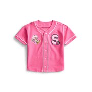 Strawberry Shortcake Toddler Button Down Baseball Jersey with Short Sleeves, Sizes 12M-5T