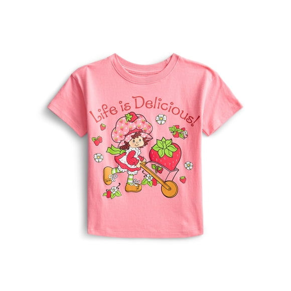 Strawberry Shortcake Toddler Graphic Crewneck Tee with Short Sleeves, Sizes 12M-5T
