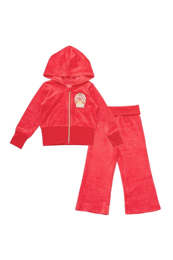 Velour Zip Up Hoodie and Flare Pants Outfit Set Toddler to Big Kid
