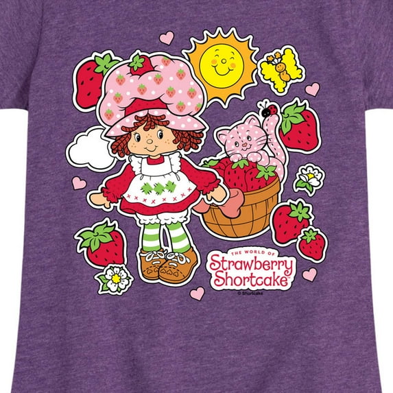 Strawberry Shortcake - Vintage Stickers Style - Toddler And Youth Girls Fitted Short Sleeve Graphic T-Shirt