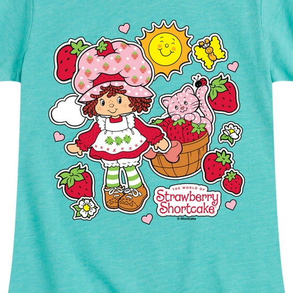 Strawberry Shortcake - Vintage Stickers Style - Toddler And Youth Girls Fitted Short Sleeve Graphic T-Shirt