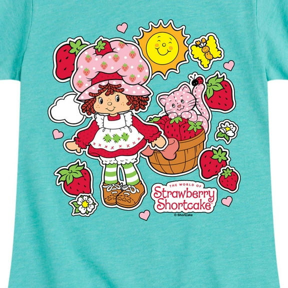 Strawberry Shortcake - Vintage Stickers Style - Toddler And Youth Girls Fitted Short Sleeve Graphic T-Shirt