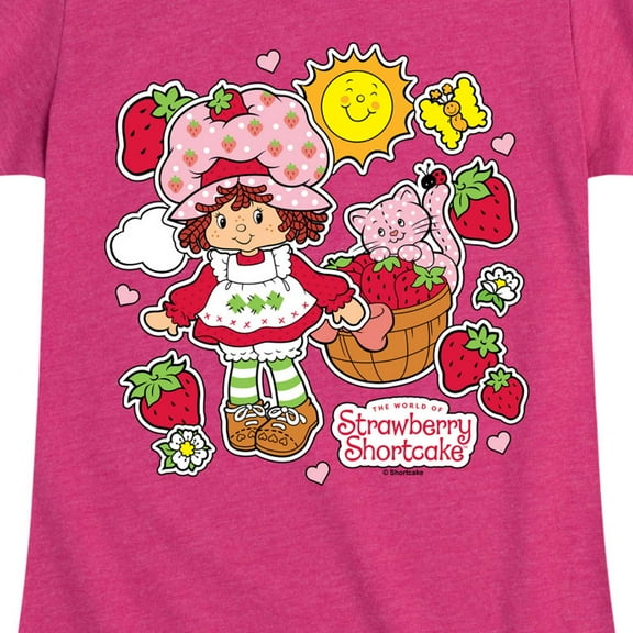 Strawberry Shortcake - Vintage Stickers Style - Toddler And Youth Girls Fitted Short Sleeve Graphic T-Shirt