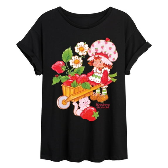 Strawberry Shortcake - Wheelbarrow And Custard - Women's Oversized Graphic T-Shirt