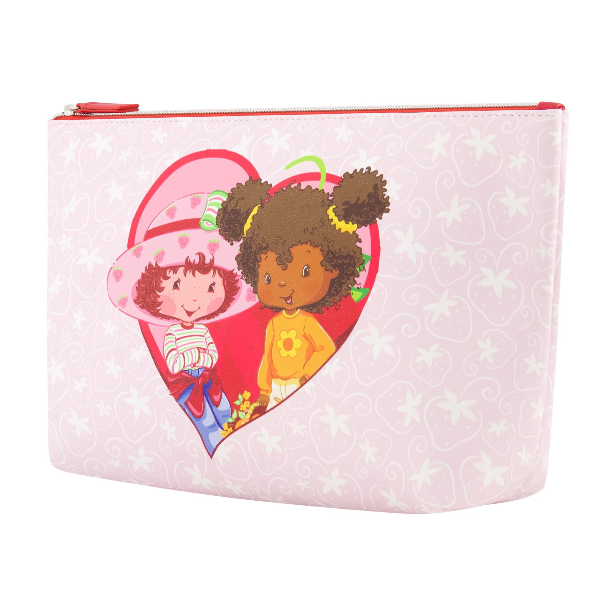 Strawberry Shortcake Women's Makeup Bag, Small Travel Cosmetic Zipper Pouch Organizer, Light Pink