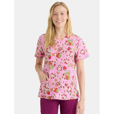 Strawberry Shortcake Women's Scrub Top, Sizes S-3XL