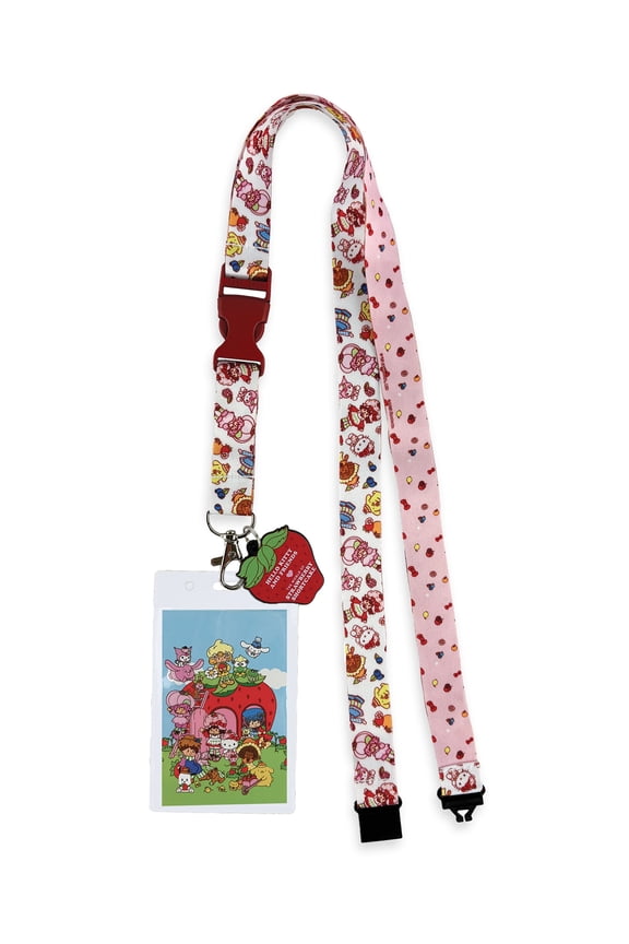 Strawberry Shortcake X Sanrio Hello Kitty & Friends Brakeaway Lanyard ID Holder With 2" Rubber Charm