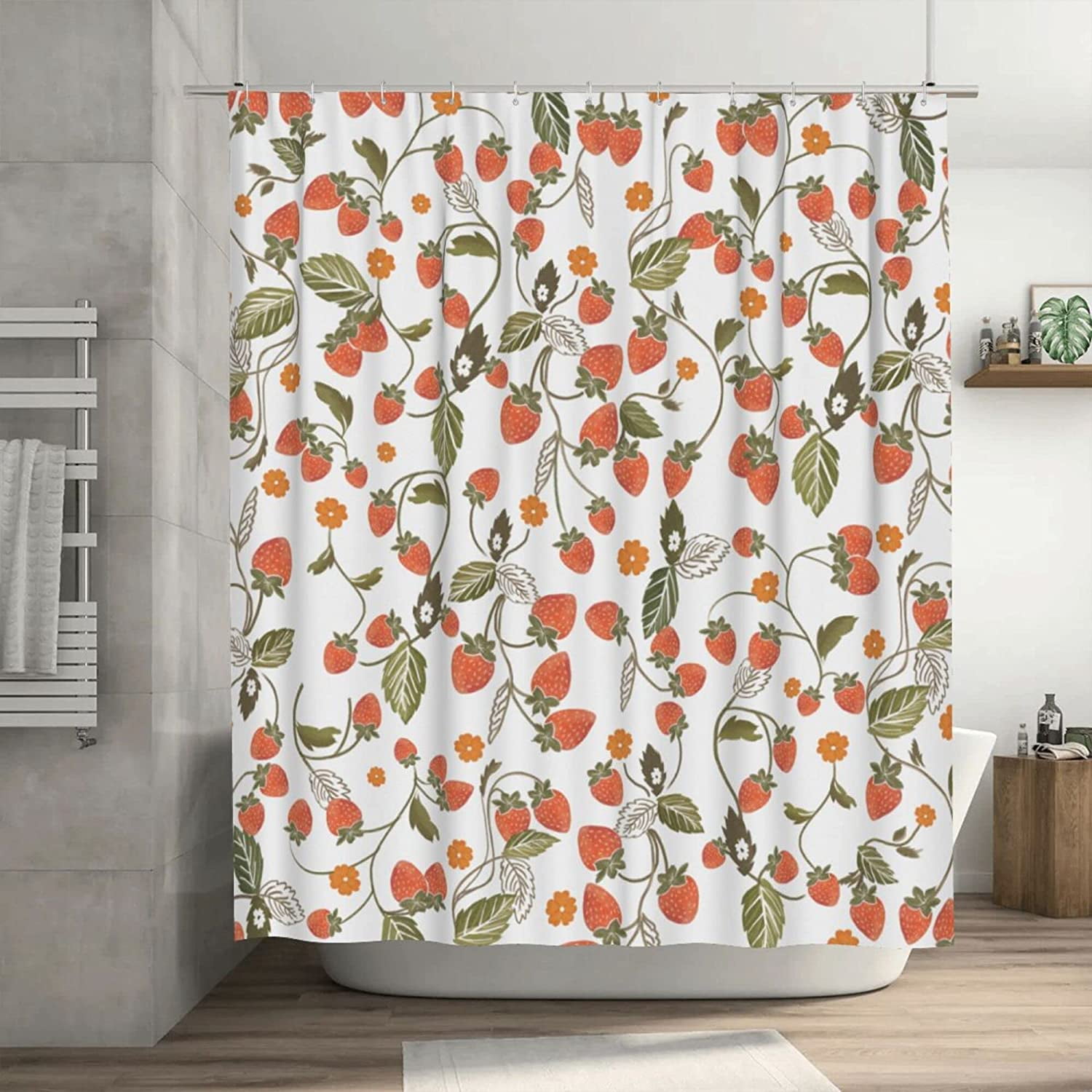 Strawberry Shower Curtains, Cute Fruit Shower Curtain Waterproof Fabric