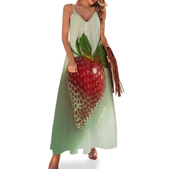 Strawberry Sleeveless Dress Women's Evening Dress Womans Clothing