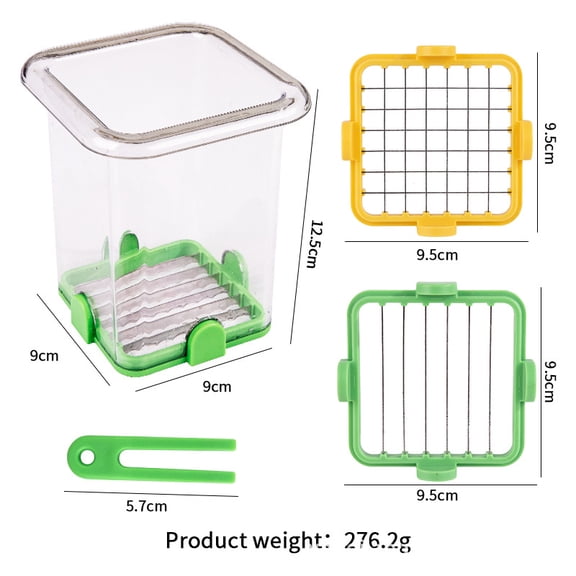 Strawberry Slicer - Fruit Slicer with Container - Pro Soft Food Chopper - Detachable Fruit Cutter Chopper with Push Plate - 2 Blades -