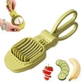 thumbnail image 1 of Strawberry Slicer, Stainless Steel Cutter, Multi Function Fruit Tool, Quick Even Slicing | Scissor Style Design, Easy Prep Helper for Salad Baking Decorating(Green), 1 of 5