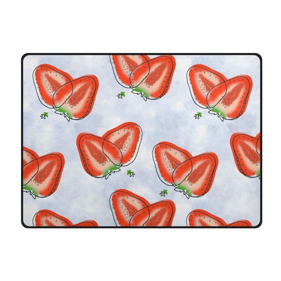 Strawberry Slices Pattern Area Rug 63x48 Inch Non Slip Absorbent Soft for Bedroom Entryway